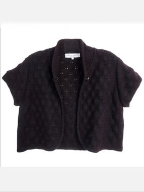 Carolina Herrera Brown Bolero Sweater Knit Shrug, Size L ~ EUC